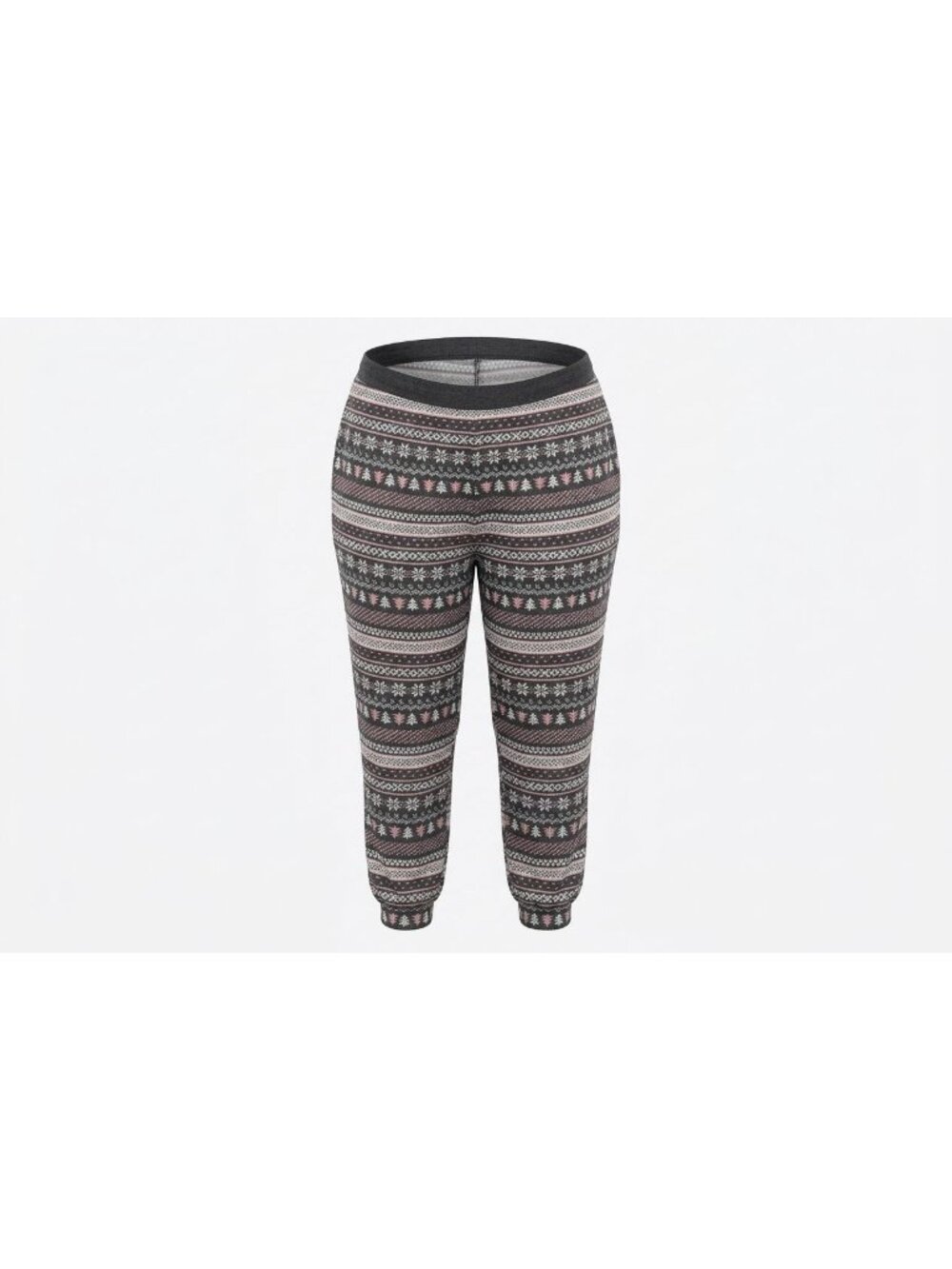 NWT Cuddl Duds Pull On Sleep Lounge Pants Sz XL Gray Pink Fair Isle Cozy Holiday